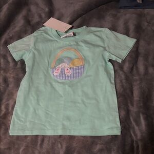Jelly Beans Mint Tee with Easter Basket Embroidery